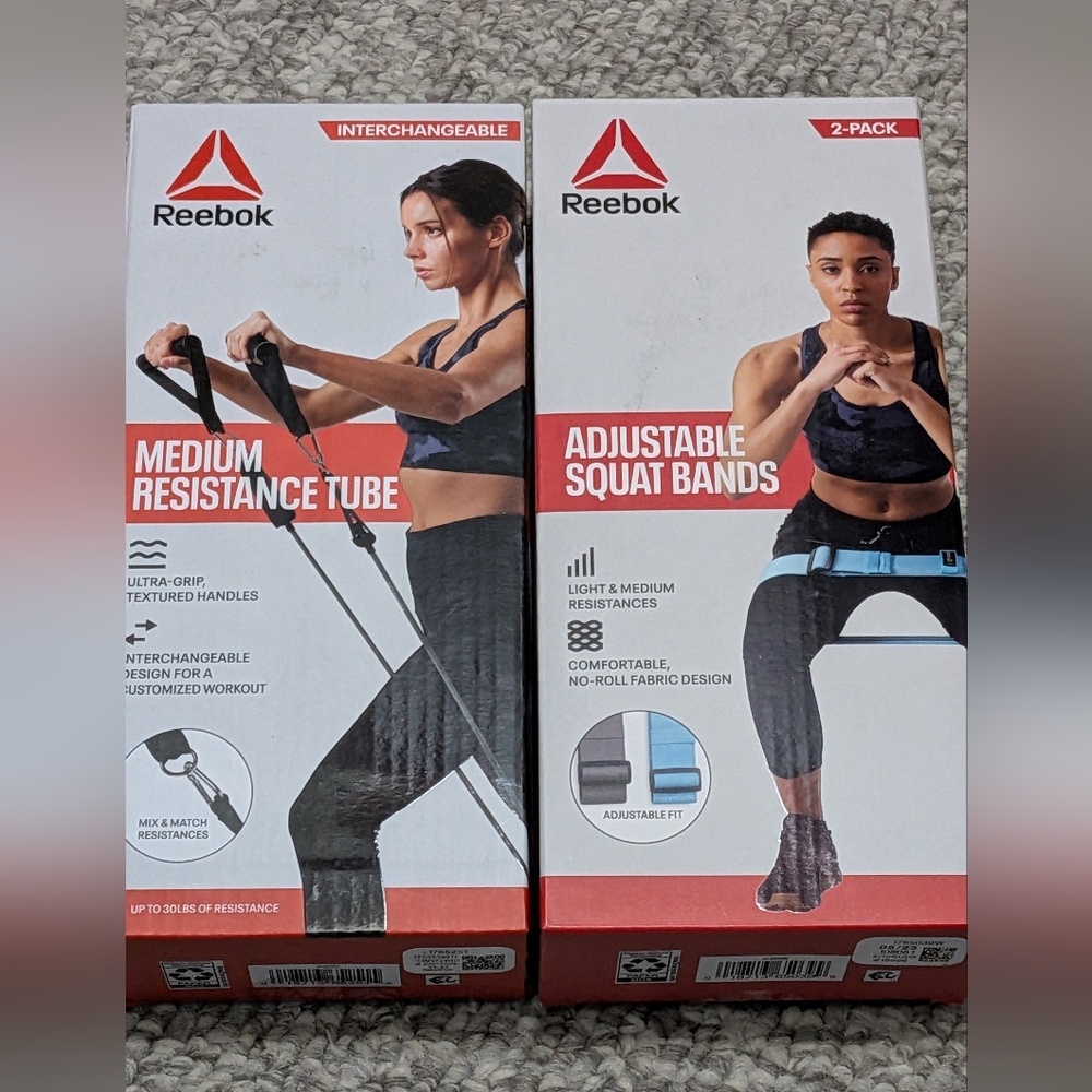 Reebook Medium Resistance Tube And Squat Band 2 Pack